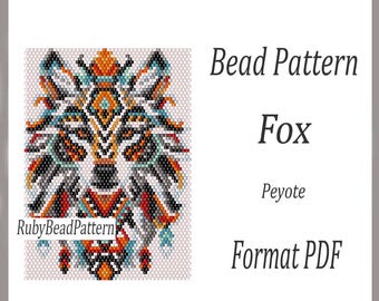 Fox Mini Gobelin Perlenmuster, Fuchs Perlen Muster, Buffalo Perlen Muster, Tiere Peyote Perlenmuster, Perlenmuster, PDF-Datei