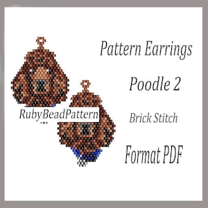 Poodle 2 Dog bead earrings pattern, Poodle beaded pattern, Poodle beading earrings pattern, Dog bead pattern, Beading brick stitch dog