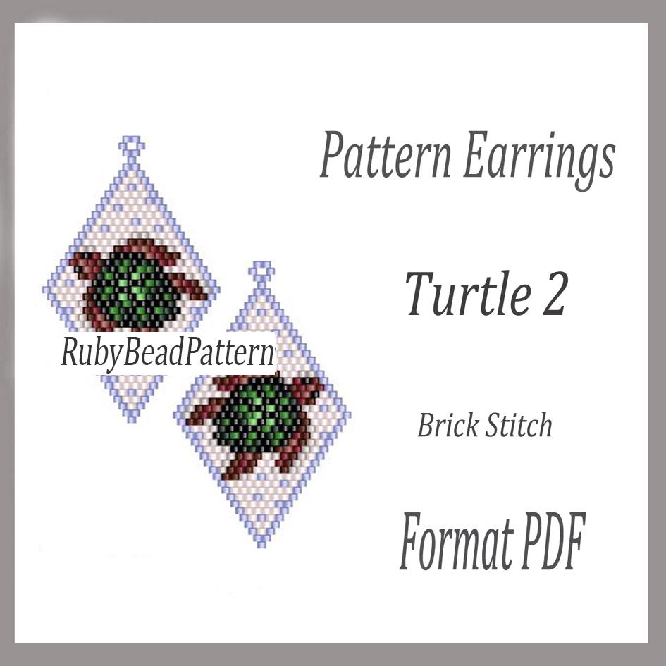 Turtle 2 Bead Earrings Pattern, Turtle Beaded Pattern, Turtle Beading ...