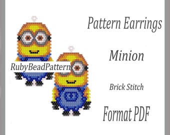 Minion bead earrings patterns, Minion bead pattern, Minion earrings patterns, Minion bead patterns, Beading earrings patterns PDF file