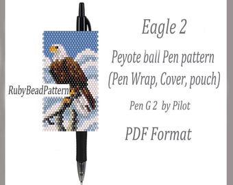 Eagle 2 bead pen wraps Pilot G2, adelaar kraal cover pen, adelaar kralenpatronen, peyote patronen vogels kraal, adelaar kralenpatronen pdf-bestand