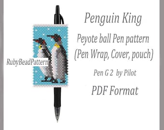 Fundas para bolígrafo Pilot G2 con cuentas de pingüino, Patrón de cuentas de pingüino, Patrón de cuentas navideñas, Patrón de cuentas en PDF