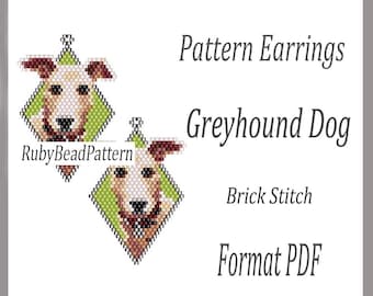 Greyhound Dog bead earrings pattern, Greyhound dog beaded pattern, Greyhound dog beading earrings pattern, Dog beading pattern Greyhound