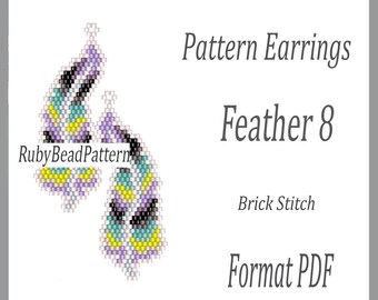 Feather 8 bead earrings pattern, Feather beaded pattern, Feather beading earrings pattern, Feather bead pattern, Beading, Beading Feather