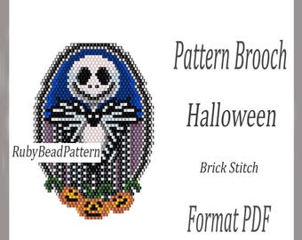 Patrón de broche de cuentas de Halloween, patrón de cuentas de Halloween, patrón de cuentas de Halloween, patrón de cuentas de Jack, abalorios, Jack Halloween