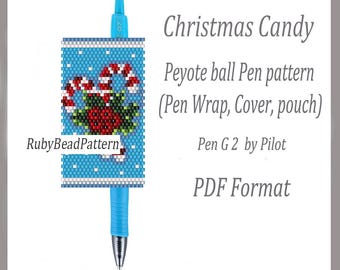 Christmas Candy Bead Wraps Pilot G2, Christmas Candy Bead Muster Cover Pen, Candy Perlen Muster, Christmas Bead Peyote Muster