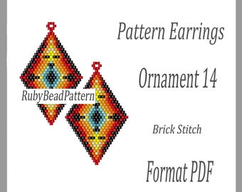 Ornament 14 Perlen Ohrringe Muster, Ornament Perlen Muster, Ornament Ohrhänger Muster, Ornament Perlen Muster, Perlenschmuck, Ohrringe Muster