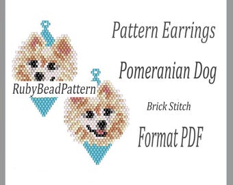 Pommern hund perlen ohrring muster, Pommern perlen muster, Pommern hund perlen ohrring muster, perlen ziegel stich