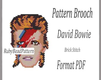 David Bowie bead brooch pattern, David Bowie beaded pattern, David Bowie beading pattern, David Bowie bead pattern, David Bowie, Beading