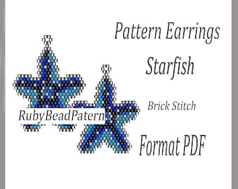 Starfish bead earrings pattern, Starfish beaded pattern, Starfish beading earrings pattern, Starfish beading pattern, Beading Starfish