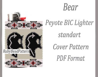 Bär Perle Feuerzeug Cover BIC Muster, Feuerzeug leichter BIC, Bär Perlenmuster, Bär Perlenmuster, Perlen Peyote Muster, Perlenbär