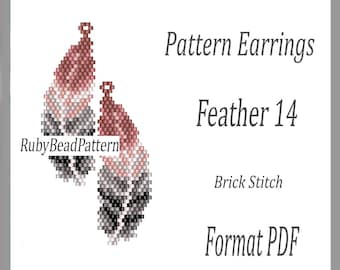 Feather 14 Perlen Ohrringe Muster, Feder Perlen Muster, Feder Perlen Ohrringe Muster, Feder Perlen Muster, Perlen, Perlen Feder