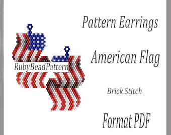 Amerikaanse vlag kralenoorbellenpatroon, Amerikaanse vlag kralenpatroon, Amerikaanse vlag oorbellenpatroon, Amerika kralenpatroon, kralen,