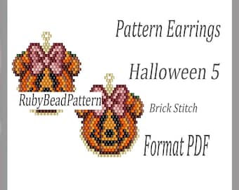 Halloween 5 bead earrings pattern, Halloween beaded pattern, Halloween earrings pattern Halloween beading pattern, Beading, earrings pattern