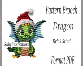 Drache brosche muster, Drache perlen muster, Drachen perlen muster, Weihnachten perlen muster, Perlen brosche, Perlen brosche