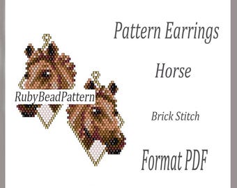 Horse bead earrings pattern, Horse beaded pattern, Horse beading earrings pattern, Horse bead pattern, Beading, Beading Horse, earrings