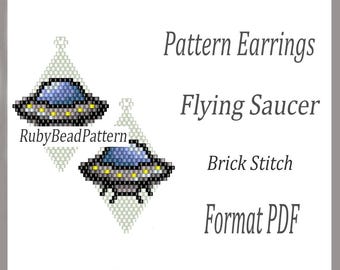 Flying Saucer bead earrings patterns, Flying Saucer beaded patterns, beading earrings patterns, Flying Saucer beading patterns, Beading PDF