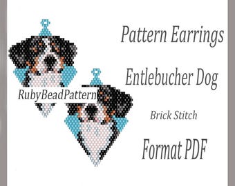 Entlebucher Dog bead earrings pattern, Entlebucher Dog beaded pattern, Entlebucher Dog beading earrings pattern, bead pattern, Beading dog