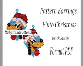 Pluto kerstkralen oorbellen patronen, Pluto kralenpatronen, Pluto hond kralenoorbellen patronen, kerstkralenpatronen, kralen, Pluto