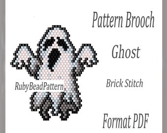 Ghost bead brooch pattern, Ghost beaded pattern, Ghost beading pattern, Halloween beading pattern, Beading, Halloween bead pattern