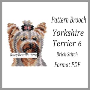 Yorkshire Terrier 6 bead brooch pattern, Dog beaded pattern, Dog beading pattern, Dog bead pattern, Animals bead pattern, Beading PDF file