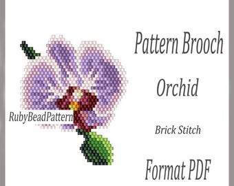 Orchid bead brooch pattern, Orchid Flower beaded pattern, Orchid Flower beading pattern, Orchid beaded pattern, Beading, Orchid Flower