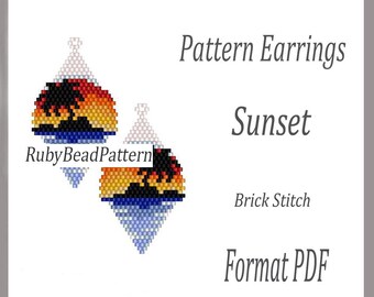 Sunset bead earrings pattern, Sunset beaded pattern, Sunset beading earrings pattern, Sunset bead pattern, Beading, Beading Sunset