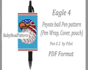 4 Adler Perlenstifte - Wraps Pilot G2, Adler Perlenstifte, Adler Perlenmuster, Vogelperlen Peyote Muster, Adler Perlenmuster PDF-Datei