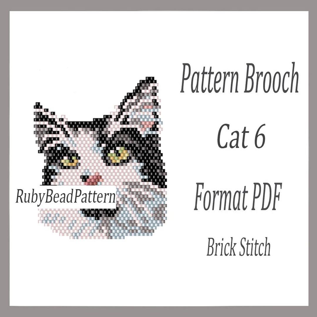 Cat 6 Bead Brooch Pattern, Cat Beaded Pattern, Cat Beading Pattern, Cat ...
