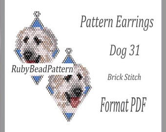 Dog 31 bead earrings pattern, Dog beaded pattern, Dog beading earrings pattern, Dog beading pattern, Beading, earrings Dog, beaded earrings