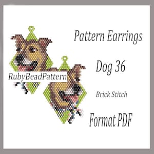 Dog 36 bead earrings pattern, Dog beaded pattern, Dog beading earrings pattern, Dog beading pattern, Beading, earrings Dog, beaded earrings