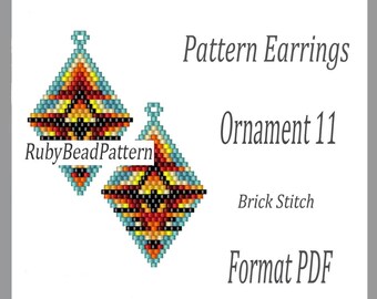 Ornament 11 Perlen Ohrringe Muster, Ornament Perlen Muster, Ornament Ohrhänger Muster, Ornament Perlen Muster, Perlenschmuck, Ohrringe Muster
