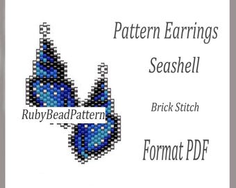 Seashell bead earrings pattern, Seashell beaded pattern, Seashell beading earrings pattern, Seashell beading pattern, Beading Seashell