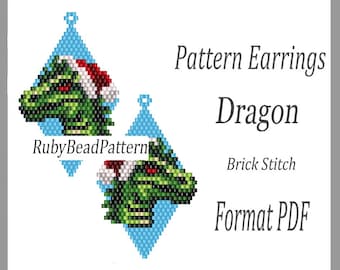Dragon bead earrings patterns, Dragon beaded patterns, Dragon beading earrings patterns, Christmas bead patterns, Beading, Dragon patterns