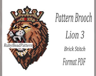 Lion 3 bead brooch patterns, Lion beaded patterns, Lion beading patterns, Lion bead patterns, Lion bead patterns, Beading patterns PDF file
