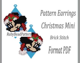 Kerstpatroon minikralen, muiskralenpatroon, patroon kerstoorbellen kerstkralen, pdf-bestand kralenpatroon, steensteek kralen