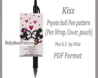 Fundas para bolígrafos con cuentas Kiss para Pilot G2, Mini y Mickey Mouse, patrones de cuentas para bolígrafos, patrones de cuentas, patrones de peyote con cuentas, archivo PDF de patrones de cuentas.