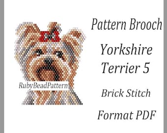 Yorkshire Terrier 5 bead brooch pattern, Dog beaded pattern, Dog beading pattern, Dog bead pattern, Animals bead pattern, Beading PDF file