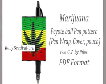 Fundas para bolígrafos de cuentas de marihuana Pilot G2, Funda para bolígrafo de cuentas de marihuana, Patrones de cuentas de marihuana, Patrones de peyote, Archivo PDF de patrones de cuentas