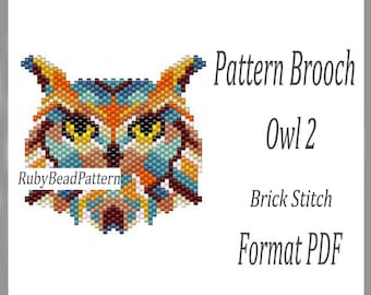 Owl 2 bead brooch pattern, Owl beaded pattern, Owl beading pattern, Owl bead pattern, Birds bead pattern, Beading, Owl bead, Beaded Owl