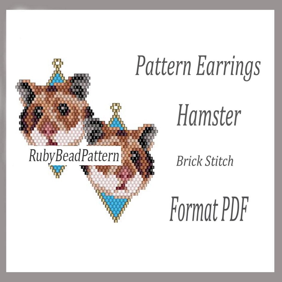 Hamster Bead Pattern Hamster Bead Earrings Pattern, Hamster Beaded Pattern, Hamster Beading ...