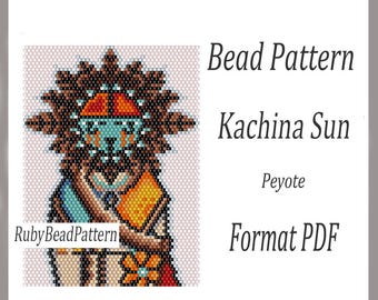 Kachina Sun Mini Tapestry bead patterns, Kachina Sun beaded patterns, Kachina Sun beading patterns , Peyote patterns, Bead pattern PDF file