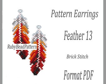 Veer 13 kralenoorbellenpatroon, veren kralenpatroon, veren kralen oorbellenpatroon, veren kralenpatroon, kralen, kralen veer