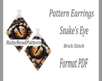 Patroon slangenoog kralenoorbellen, slangenoog kralenpatroon, slangenoog oorbellenpatroon, slang kralenpatroon, kralen, slang