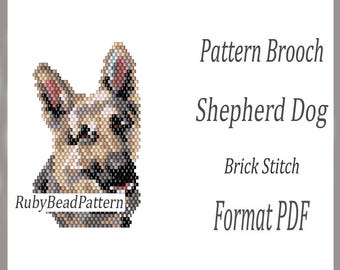 Shepherd bead brooch patterns, Dog beaded patterns, Shepherd beading patterns, Dog bead brick stitch patterns, Dog Beaded patterns PDF file