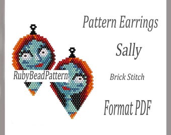 Sally-kralenpatroon met kralen, Sally-kralenpatroon, Halloween-oorbellenpatroon, Halloween-kralenpatroon, kralen, oorbellenpatroon Sally