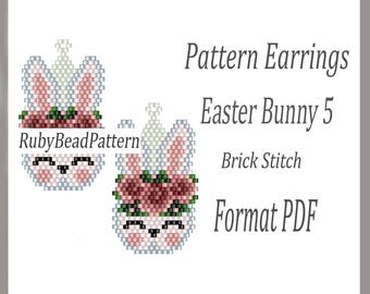 Paashaas 5 patronen kralenoorbellen, kralenpatronen Pasen, kralenoorbellen konijn, kralenpatronen konijn, patronen oorbellen, kralen pdf