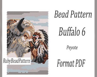 Buffalo 6 Mini Tapestry bead pattern, Buffalo beaded pattern, Buffalo beading pattern , Animals bead peyote pattern, Beading, Bead pattern
