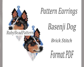 Basenji Hund muster, perlen ohrring muster, Basenji hund perlen muster, Basenji hund perlen ohrring muster, perlen muster, perlen ziegel stich