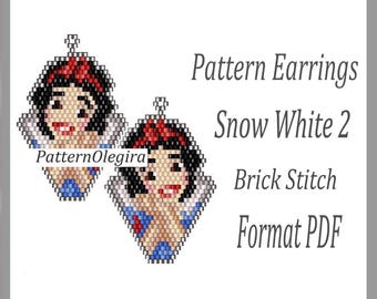 Snow White 2 bead earrings pattern, Snow White beaded pattern, Snow White beading earrings pattern, Snow White beading pattern, Beading
